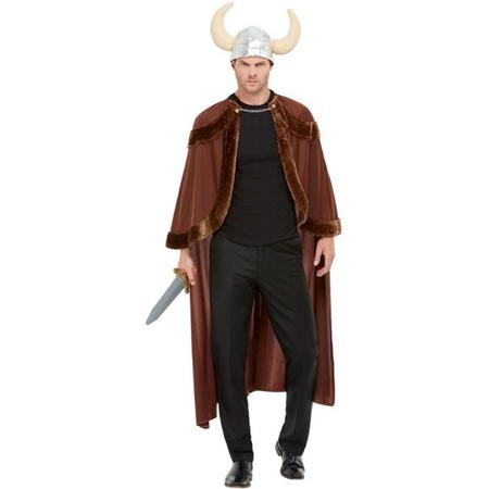 Piraat & Viking Kostuum | Viking Stamhoofd Gunnar Gunnarson Cape En Helm Man | One Size | Carnaval kostuum | Verkleedkleding